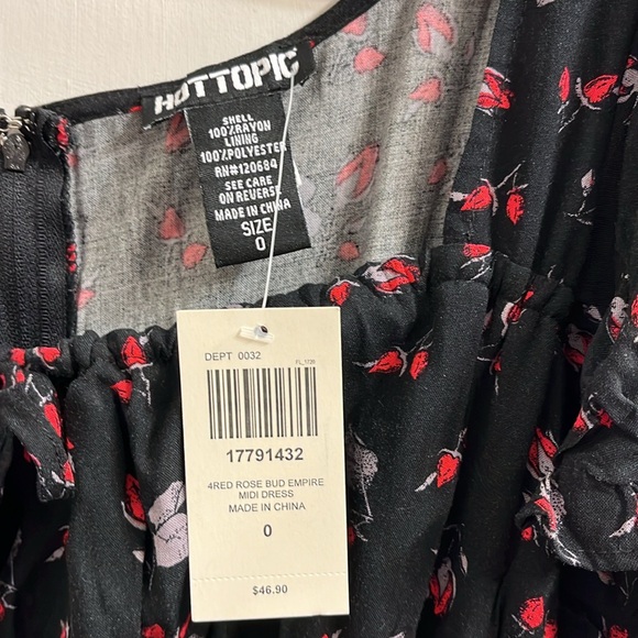 Hot Topic Rose Bud Empire Midi Dress NWT - Picture 4 of 8